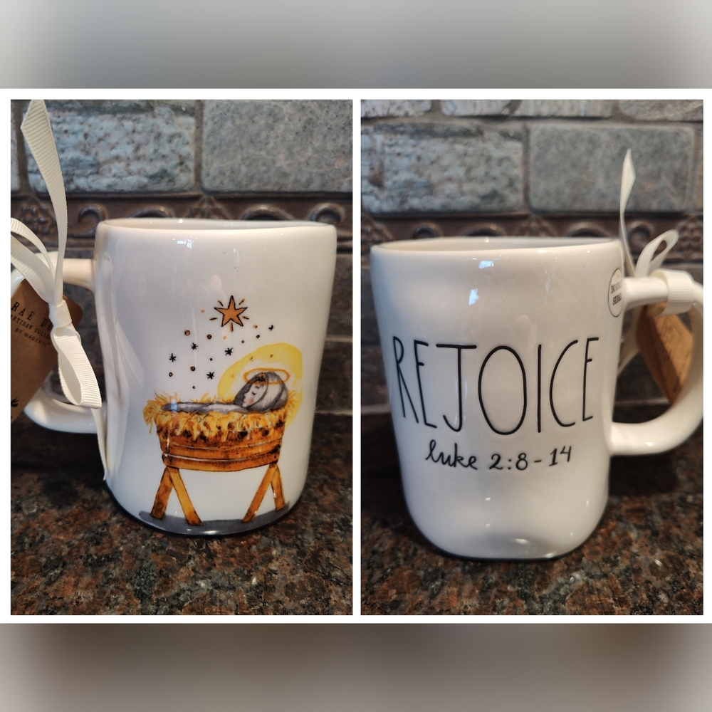 Rae Dunn Rejoice Luke 2:8-14 Mug, Baby Jesus In Manger, New Release 2025